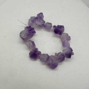 Amethyst Natural Crystals 8" Strand | 29x27x15 to 18x17x12mm | Purple| 14 Beads|