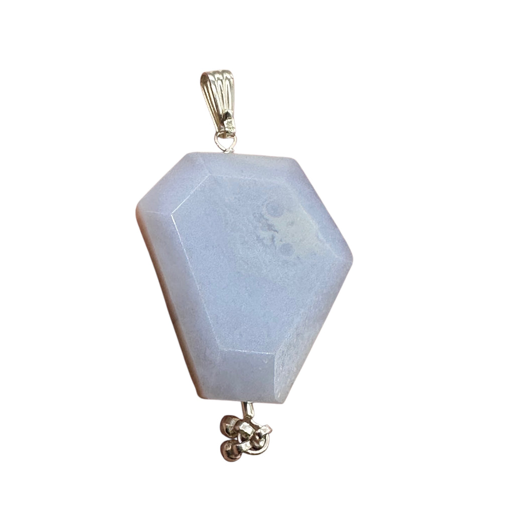 Chalcedony Druzy Designer Cut Sterling Silver Pendant | 2