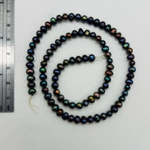 Load image into Gallery viewer, Near Round Blue Peacock 6-5mm FW Pearl Strand 109941
