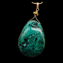 Load image into Gallery viewer, USA Natural Chyrsocolla 14K Gold Filled Pendant | Green, Blue | 2 1/4&quot; Long |
