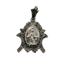 Load image into Gallery viewer, Marcasite Sterling Silver Virgin Mary Pendant | 1&quot; Long | 1 Pendant
