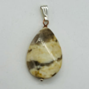 Ocean Jasper Teardrop Sterling Silver Pendant | 1 1/2" Long |