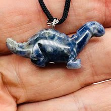 Load image into Gallery viewer, Sodalite Diplodocus Dinosaur Pendant | 1&#39; Long | Blue, White |
