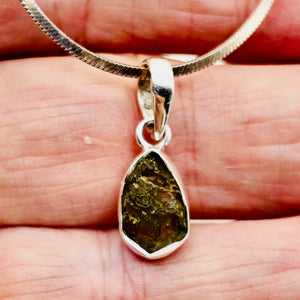 Moldavite 8.11ct Sterling Silver Oval Pendant | 7/8" Long | Green | 1 Pendant |