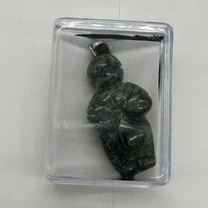 Kambaba Stone Goddess Pendant Necklace | 3/4' Long | Green, Black | 1 Pendant |