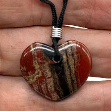 Load image into Gallery viewer, Brecciated Jasper Heart Pendant Necklace | 1&quot; Long | Red, Pink | 1 Pendant |
