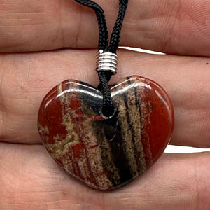 Brecciated Jasper Heart Pendant Necklace | 1" Long | Red, Pink | 1 Pendant |