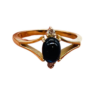 Indicolite Tourmaline Diamond 14K Gold Oval Ring | Size 7 | Blue | 1 Ring |