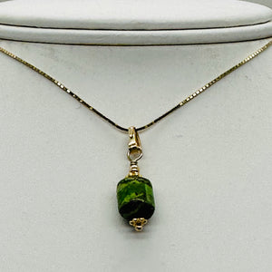 Gaspeite AAA 14K Gold Filled Pendant | 3/4" Long | Green, Brown |