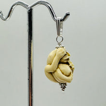 Load image into Gallery viewer, Hear No, See No, Speak No Evil Monkey Mammoth Bone Sterling Silver Pendant
