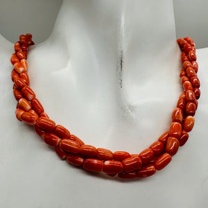 Coral Oval Graduated Bead Necklace | 20" Long | 3x6 to 5x8mm | Red | Necklace |