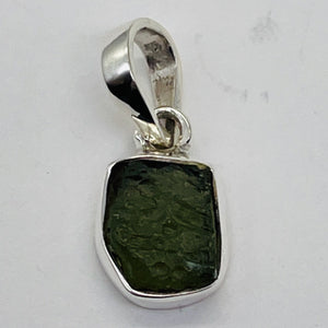 Moldavite 8.54ct Sterling Silver Oval Pendant | 3/4" Long | Green | 1 Pendant |