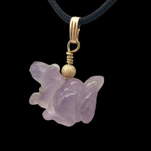 Amethyst Squirrel Pendant Necklace | Semi Precious Stone Jewelry | 14k Pendant
