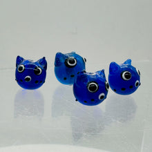 Load image into Gallery viewer, Kitty Cat Ceramic Round Beads | 15mm | Midnight Blue | 4 Beads |
