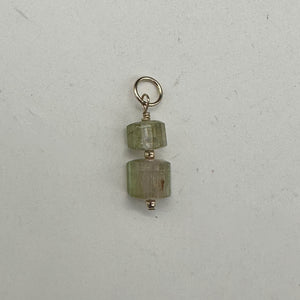 Natural Watermelon Tourmaline 14K Gold Filled Pendant | Green, Clear, Pale Pink|