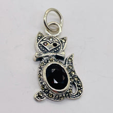 Load image into Gallery viewer, Kitty Cat Marcasite CZ Ruby Cat Pendant | 1 1/4&quot; Long | Silver Red | 1 Pendant |
