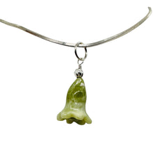Load image into Gallery viewer, Jade Lily Flower Sterling Silver Pendant | Green | 1&quot; Long |
