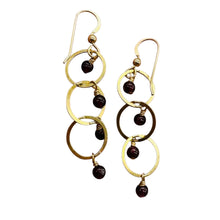 Load image into Gallery viewer, Rhodolite Garnet Dangling 14K Gold Filled Earrings | 2 inches long |
