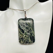 Load image into Gallery viewer, Tsunami Stone Sterling Silver Rectangle Pendant | 3&quot; Long | Green White |

