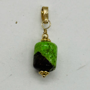 Gaspeite AAA 14K Gold Filled Pendant | 3/4" Long | Green, Brown |