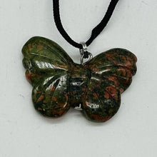 Load image into Gallery viewer, Unakite Stone Butterfly Pendant | 1&quot; Long | Green, Pink | 1 Pendant Necklace |
