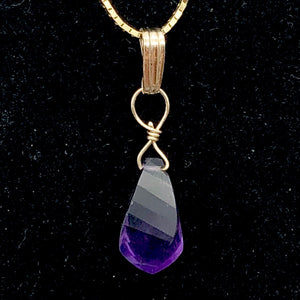 AAA Amethyst Faceted Twist Briolette Pendant | 12.5x8mm, 1" Long | Purple