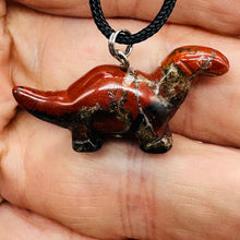 Load image into Gallery viewer, Brecciated Jasper Diplodocus Dinosaur Pendant | 3/4&quot; Long | Red |
