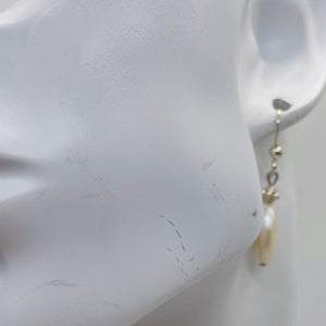 Fresh Water Pearl Oval Drop Sterling Silver Earings | 1 1/4" Long |White Silver|