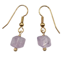 Load image into Gallery viewer, Faceted Cube Lilac Amethyst and 14k Gold Filled Earrings | 1 Inch Long |
