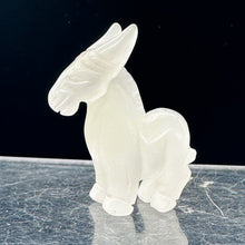 Load image into Gallery viewer, Hand Carved Donkey Burro Stone Animal Statue | 40x35x15mm | Clear, White
