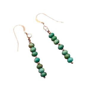 Unique Natural USA Turquoise 14K Rose Gold Filled Earrings | Blue | 1 1/2" Long|