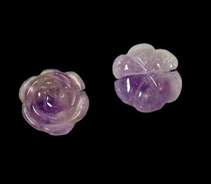 Bloomer 2 Carved Amethyst Rose Flower Beads 009290Aml