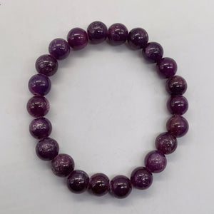 Ruby Round Bead Stretch Bracelet | 8mm | Red, Purple | 1 Bracelet |