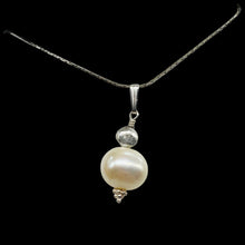 Load image into Gallery viewer, Fresh Water Pearl Large, Near Round Sterling Silver Drop Pendant | 1&quot; Long |
