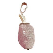 Load image into Gallery viewer, Kunzite and Triangle Pearl Sterling Silver Pendant | 2&quot; Long | Pink | 1 Pendant|

