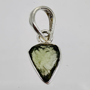 Moldavite 8.88ct Sterling Silver Heart Pendant | 3/4" Long | Green | 1 Pendant |