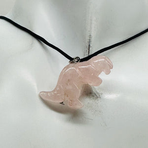 Rose QuartzTyrannosaurus Rex Dinosaur Pendant Necklace | 3/4' Long | Pink |