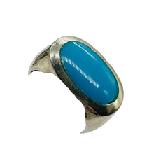 Load image into Gallery viewer, Turquoise Sterling Silver with Oval Stone Ring | Size 7 | Blue, Silver | 1 Ring|
