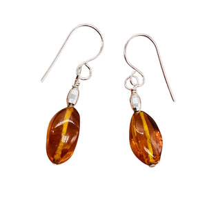 Amber and Pearl 14K Gold Filled Pendant | 1" Long | Yellow, White | 1 Pendant |