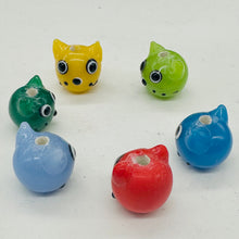 Load image into Gallery viewer, Kitty Cat Ceramic Round | 15mm | Multi-Color | 6 Beads
