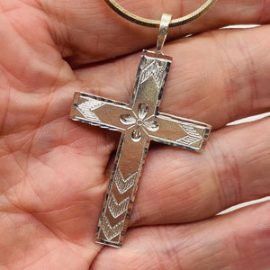 Sterling Silver Unique Designer Cross | 2" Long | Silver | 1 Pendant