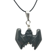 Load image into Gallery viewer, Halloween Hand Carved Hematite Bat Sterling Pendant 509251HMS
