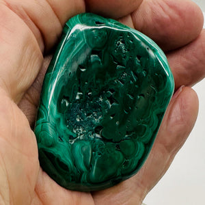 Malachite 58g Polished Gemstone FreeForm WorryStone|55x37x9mm Green| 1 Specimen|