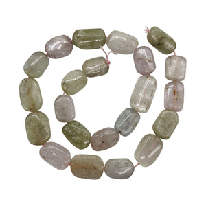 Kunzite 68G Flat Nugget Bead Strand | 23x12x7 to 17x12x6mm | Pink, Green, Clear|