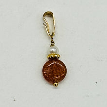 Load image into Gallery viewer, Sunstone and Pearl14K Gold Filled Pendant | 3/4 &quot; (Long) | Orange |
