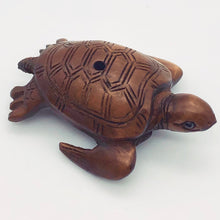 Load image into Gallery viewer, Carved Boxwood Sea Turtle Ojime/Netsuke Bead
