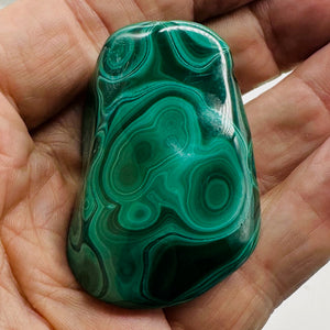 Malachite 58g Polished Gemstone FreeForm WorryStone|55x37x9mm Green| 1 Specimen|