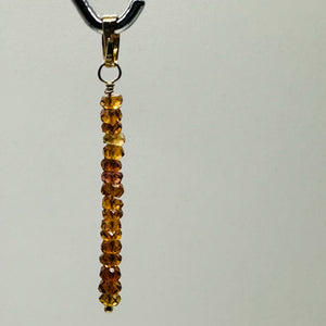 Sapphire Faceted Rondelle 14K Gold Filled Pendant | Pink, Orange | 1 1/2" Long |