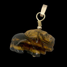 Load image into Gallery viewer, Tigereye Hand Carved Bison / Buffalo 14Kgf Pendant | 21x14x8mm (Bison), 5.5mm (Bail Opening), 1&quot; (Long) | Gold/Brown
