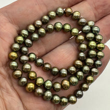 Load image into Gallery viewer, Fresh Water Pearls 16&quot; Strand Round Pearls | 7mm | Golden Green | 1 Strand |
